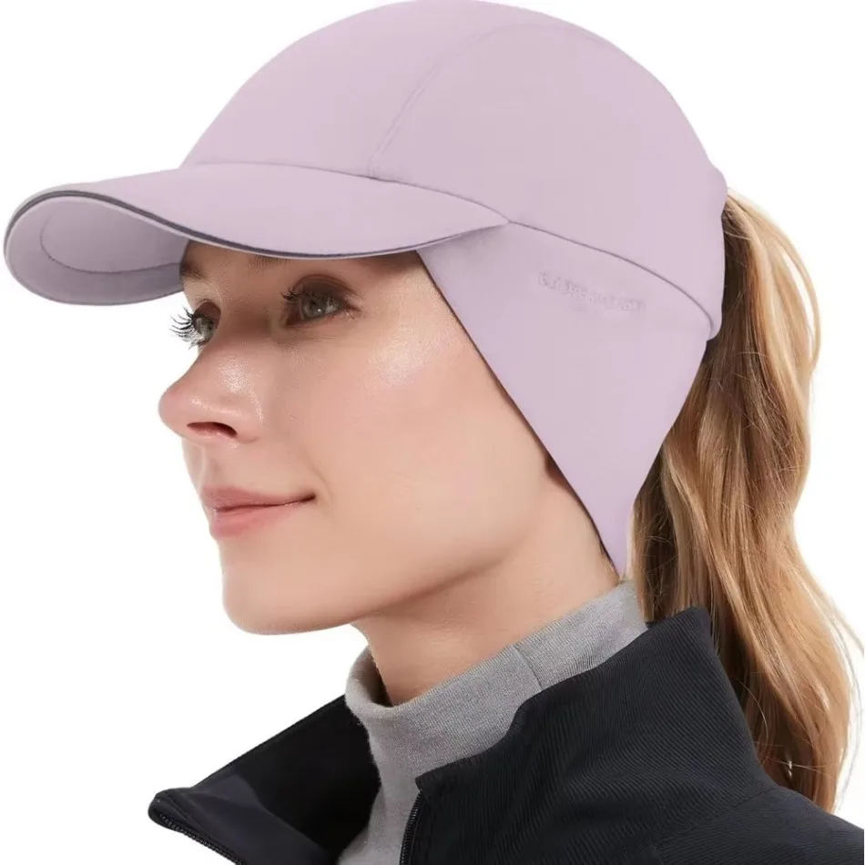 GADIEMKENSD Women's Winter Running Sports Hat - Reflective Fleece Ponytail Winter Sports Baseball Cap for Jogging with Ears M24