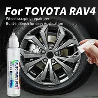 Para TOYOTA RAV4 Kit de reparación de ruedas de pintura de retoque, reparación rápida y fácil de arañazos de ruedas, pintura de llanta para reparación de ruedas de coche, color plateado y negro
