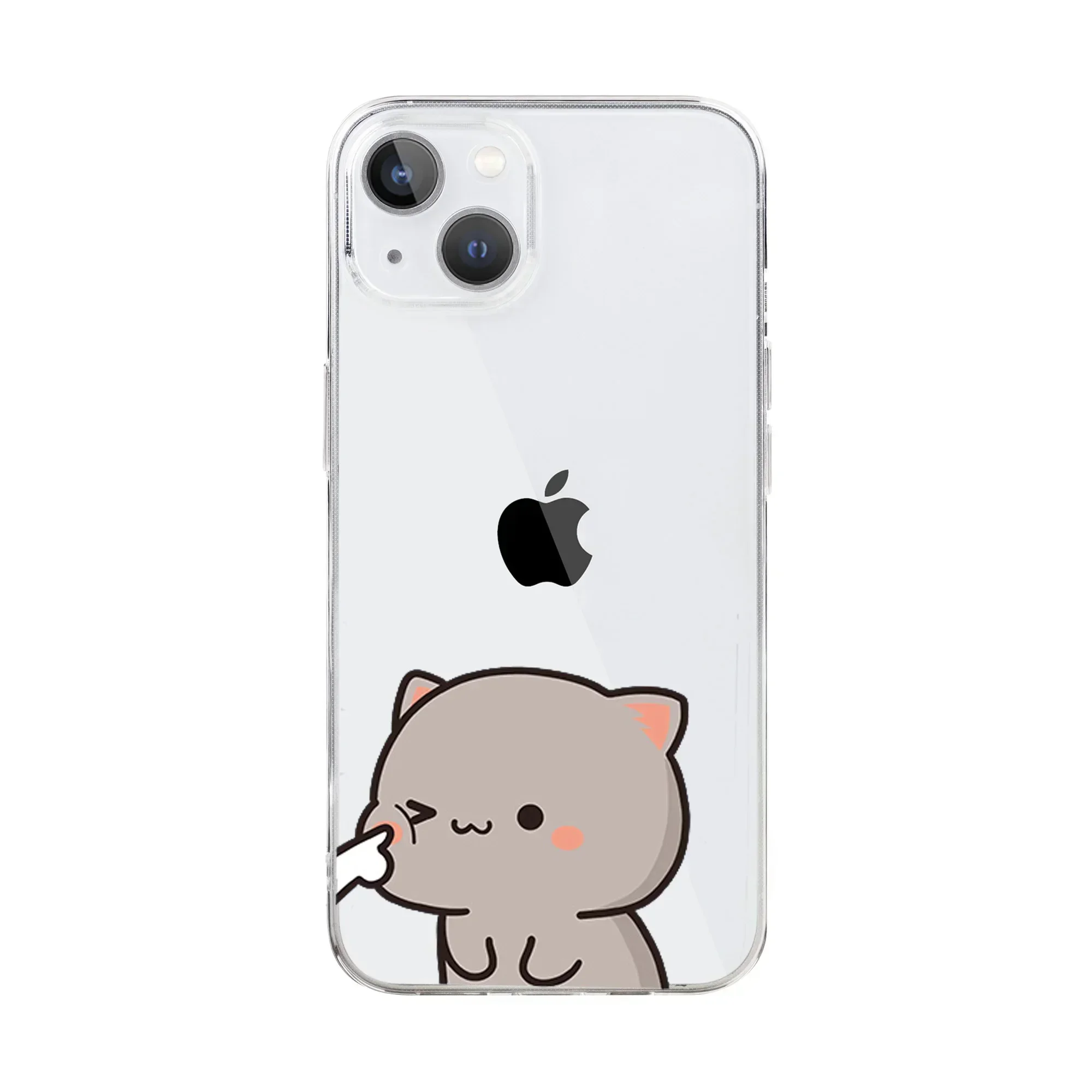 Funny Cat Couple Paired Phone Case for iPhone 16 15 13 12 14 11 Pro Max Mini XR XS 7 8 Plus SE Cartoon Animal Clear Cover Coques