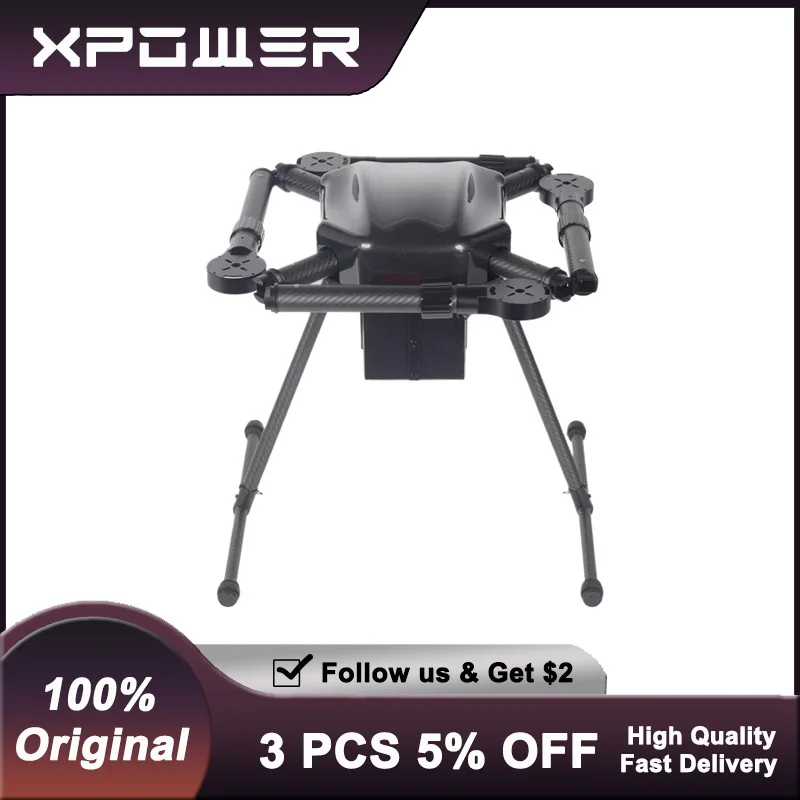 

XPower F40 650mm Heavy-Lift Drone Frame 3K Carbon Fiber 5kg Payload IP55 for Survey/Inspection/Firefighting UAVs
