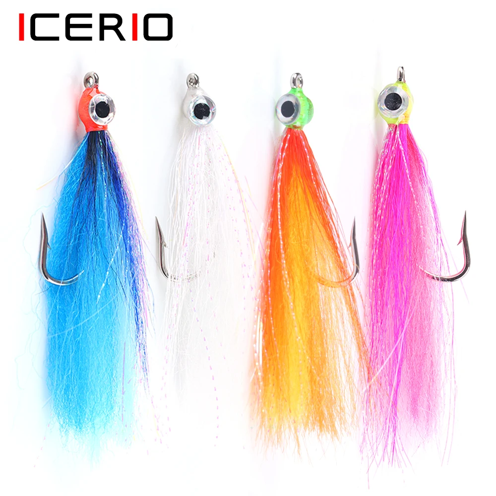 

ICERIO 5/0# Suspending Streamers Fly UV Rose Blue White Orange Baitfish Minnow Strong Hook Big Fly Fishing Lure Bait Trout Bass