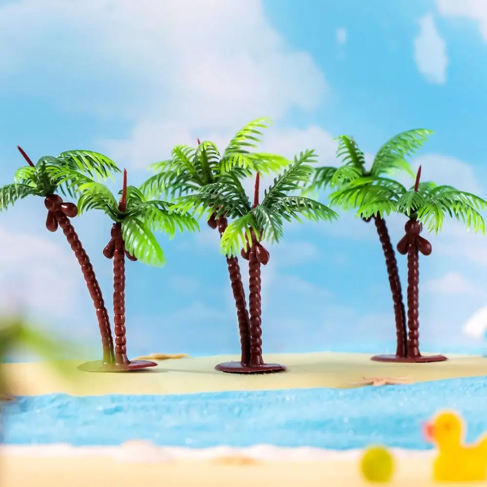 Decorative Mini Coconut Palm Tree Plastic Simulation Plastic Plant Model Coconut Palm Tree Figurines Artificial Coconut Palm