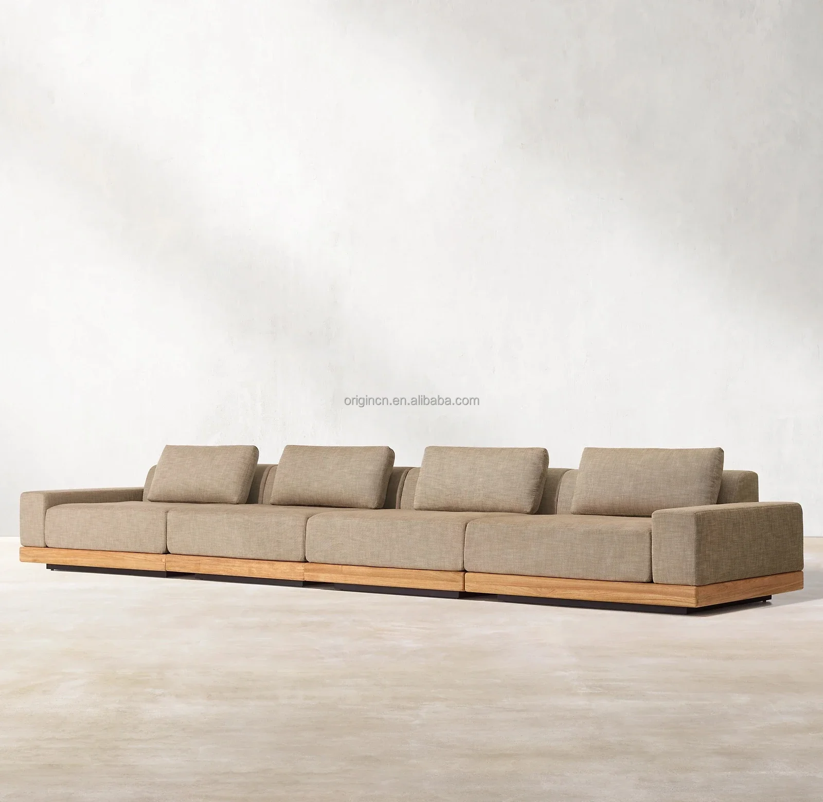 Luxury Design 4-Piece Outdoor Garden Furniture Couch Sectional Upholstered Teak Wood Sofas