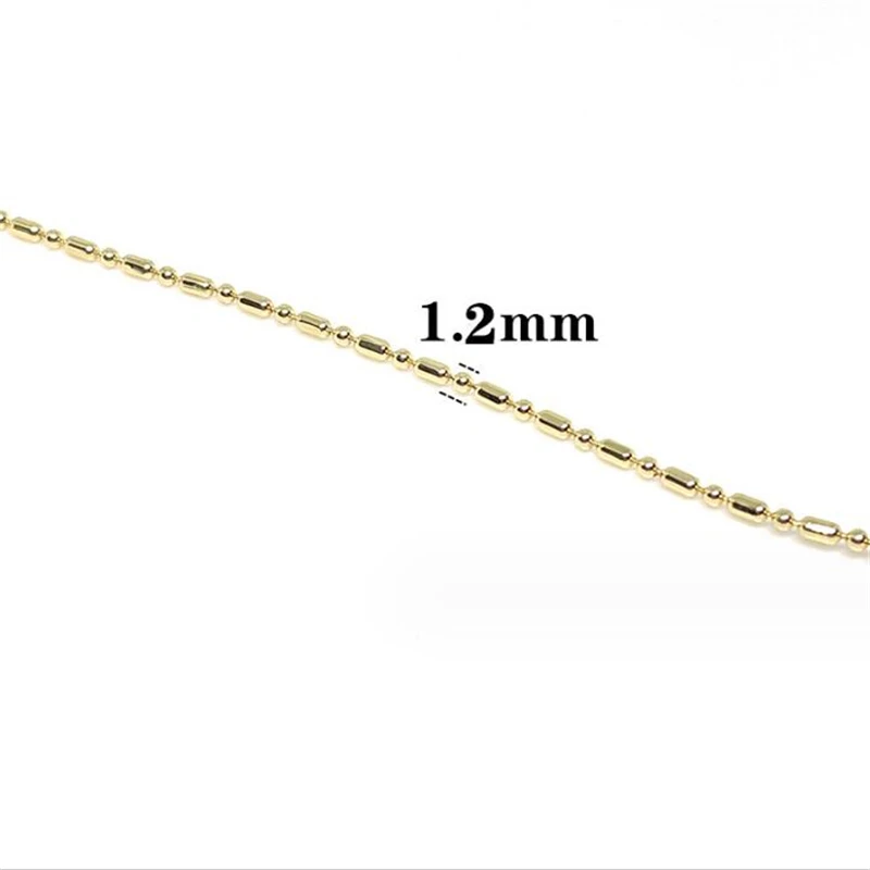 14K Gold Color Plated Brass 1.2MM Bead Chains for Diy Jewelry Making Accessories Nickle Free Extend Tail Necklace Chain Material