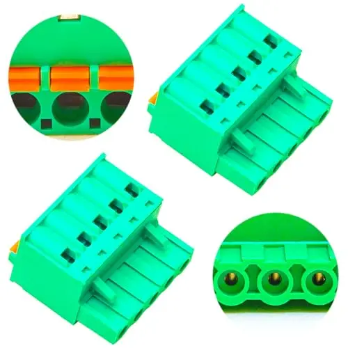 

5.0mm Phoenix Connector with Orange Spring 5 Pin, Green PCB Spring Terminal Block Connector Spring Connection (2Pcs 5.0M-SP-5P)