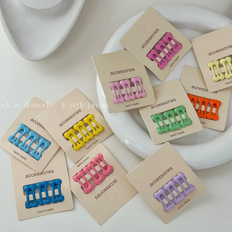 3 piezas de pinzas para el pelo pequeñas y lindas con diseño de hueso de caramelo de leche, pinza de borde y pinza para flequillo con lunares de colores