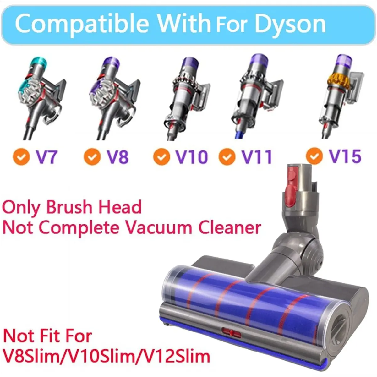 

Quick-Release Vacuum Soft Roller Brush Head Replacement Kit for V7 V8 V10 V11 V15 for Hardwood Floor Carpets [mriae Parts]