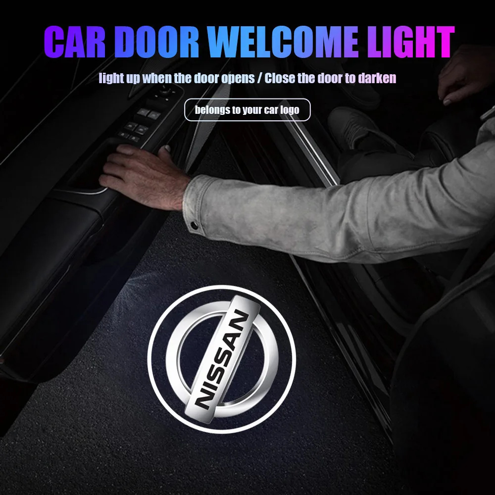 Led porta do carro luz de boas-vindas sem fio lâmpada do projetor auto decoração acessórios para nissan nismo tiida teana gtr 350z 370z 240sx juke