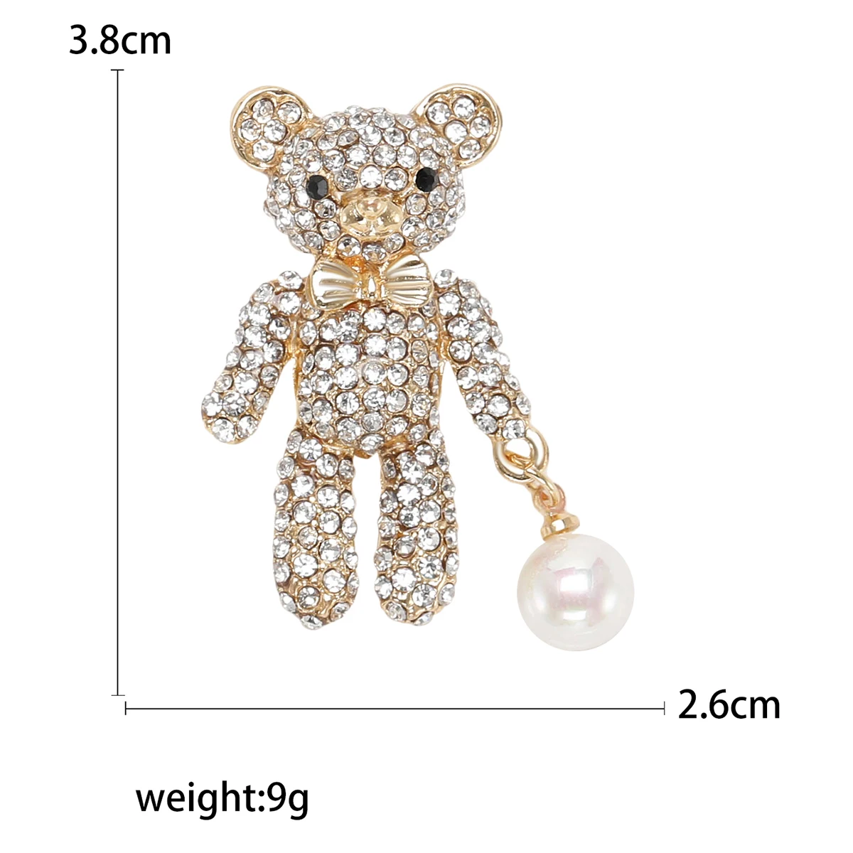Beaut&Berry Cute Rhinestone Bear Brooches for Women Unisex Animal Pins Friends Party Gifts Banquet Jewellery Accessories