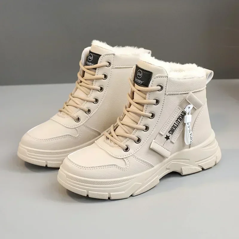 2024 New Winter Thick-soled Women Sneakers Warm Plus Velvet Cotton Shoes Large Size 42 Height-increasing Platform Women's Shoes