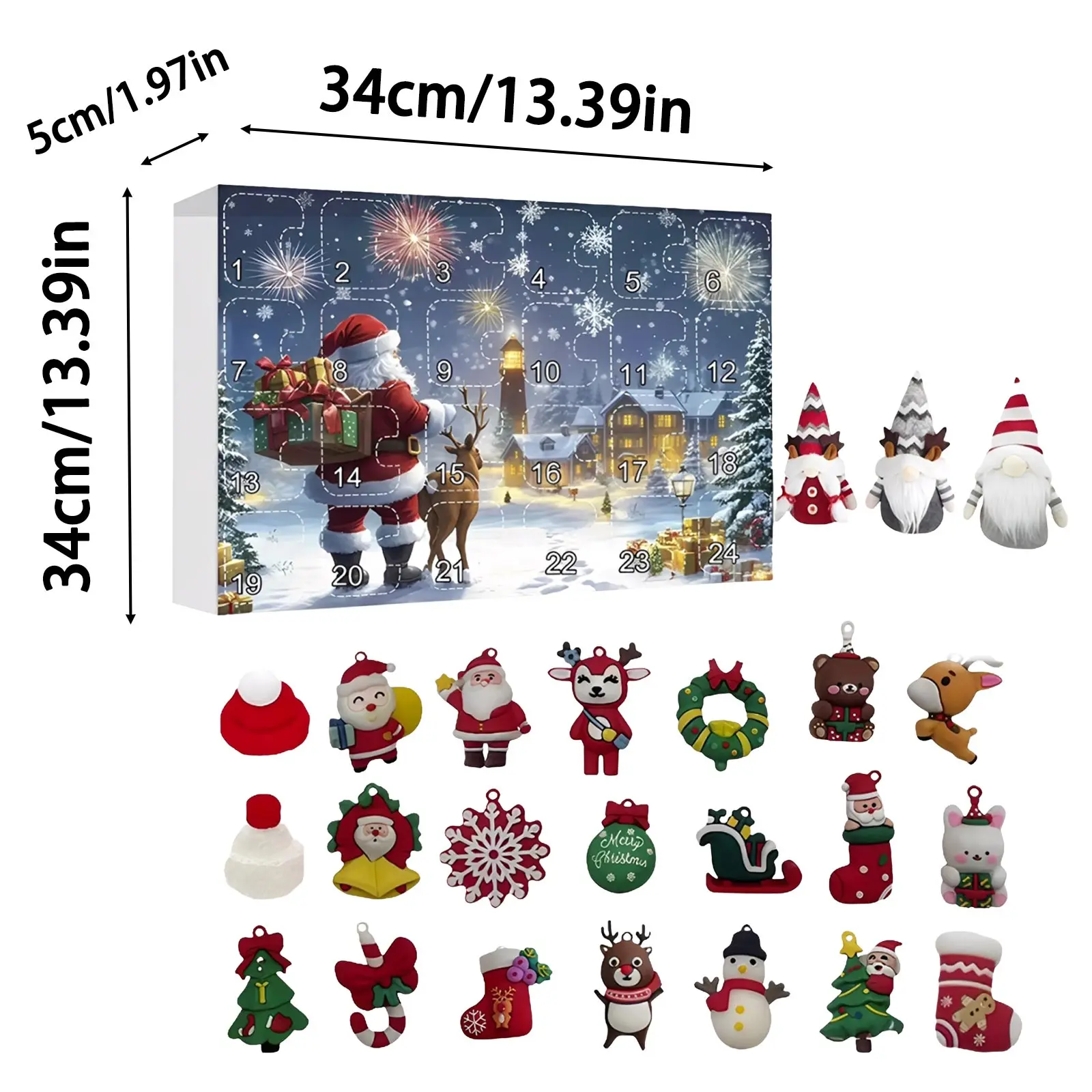 Kitchen Timer Cute Christmas Advent Calendar 2025 | 24 Surprise Ornaments With Santa Reindeer Snowman & Holiday One Hour Timer