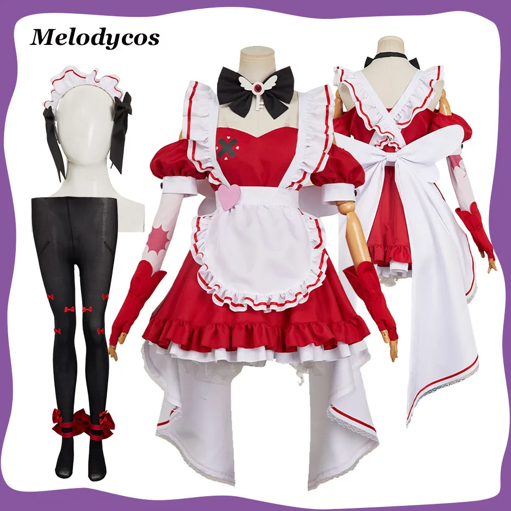 

Cherri Bombs Косплей Костюм Горничной Аниме Маскировка Отеля Женское Платье Фартук Колготки Головные Уборы Комплект Хэллоуина Карнавальный Костюм Партии