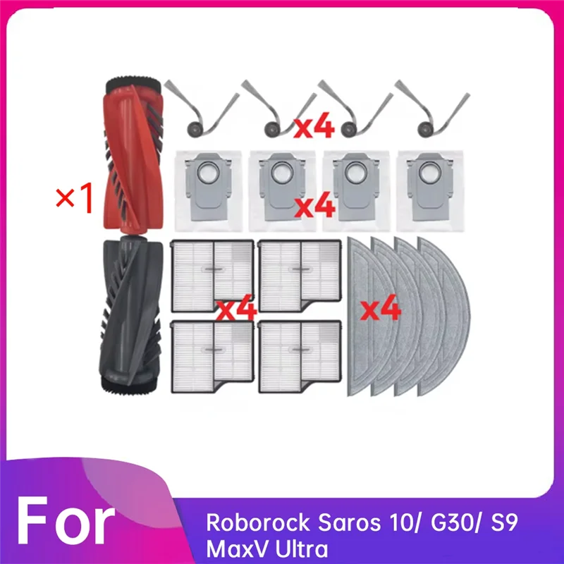 

ABWM-Комплексный чистящий набор из 18 шт. для Roborock Saros 10/G30/S9 Maxv Ultra: HEPA-фильтры, щетки, подушечки для швабры, мешок для пыли