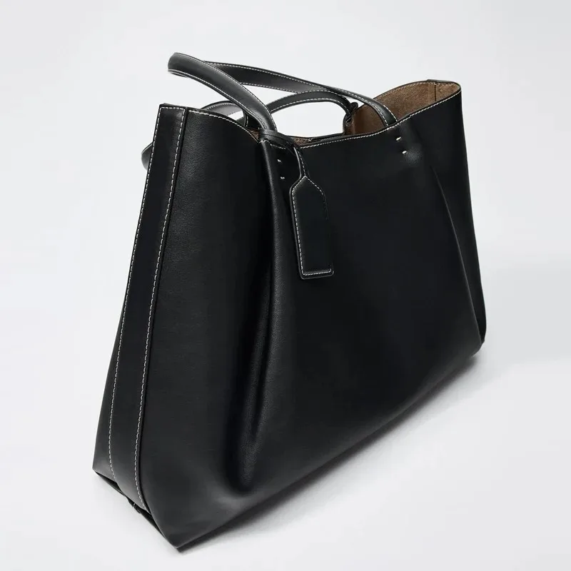 CLIP TOTE BAG, Damen Luxus-Handtasche im Modedesign, Einfarbige Schlichte Schultertasche, Hochwertige PU-Leder Handtaschen – Detail 5