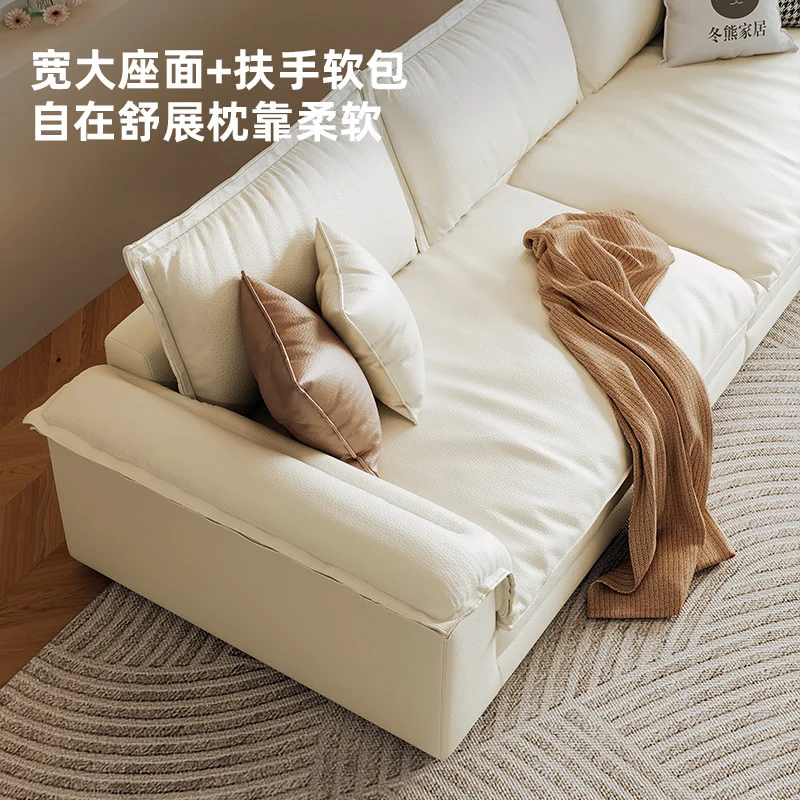 

Диван Galleon: очень широкий и глубокий кожаный диван для гостиной, кремовый, современный, прямой.