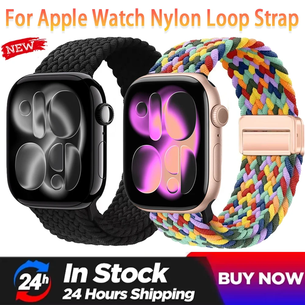 Magnetisches Nylon-Schlaufenarmband für Apple Watch Ultra 3 2 49mm 11 10 46mm 42mm 9 8 7 45mm 41mm Armband iWatch 6 5 4 44/40mm