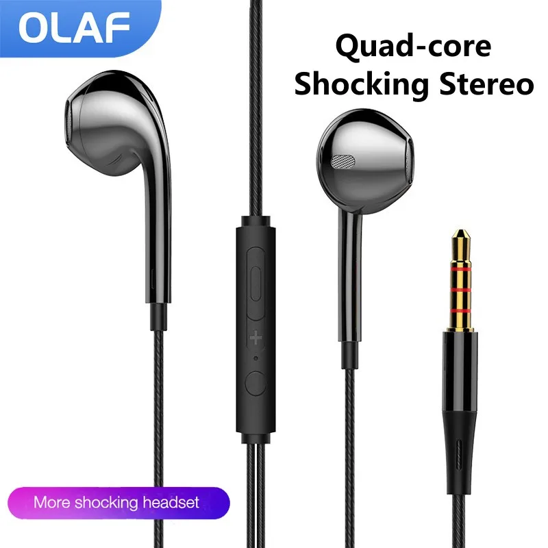 3.5mm Wired Headphones In Ear Headset Wired Earphones Bass Stereo Earbuds Sports In-line Control For Phones With Microphone