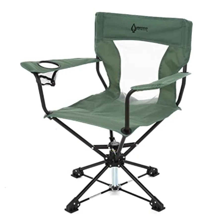 

360 Degree Swivel Hunting Chair with Armrests for Blinds Fishing High-Grade 600D Canvas Steel Frame No Sink Feet Supports up to
