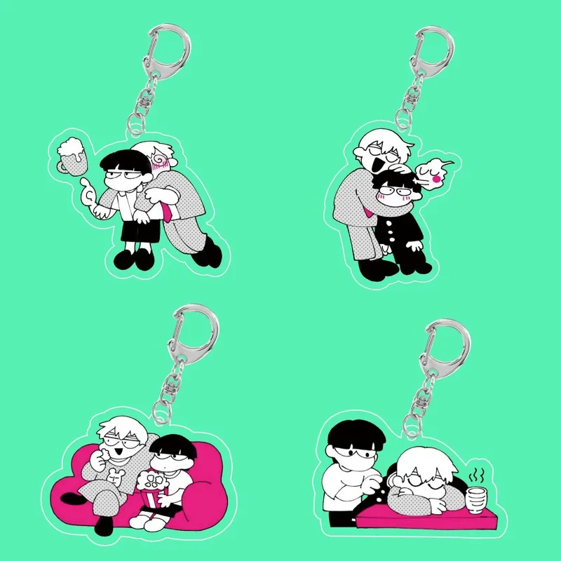 Mob Psycho 100 Anime Cartoon Reigen Arataka Acrylic Keychain Student Backpack Pendant Keyring Decoration Girls Birthday Gift