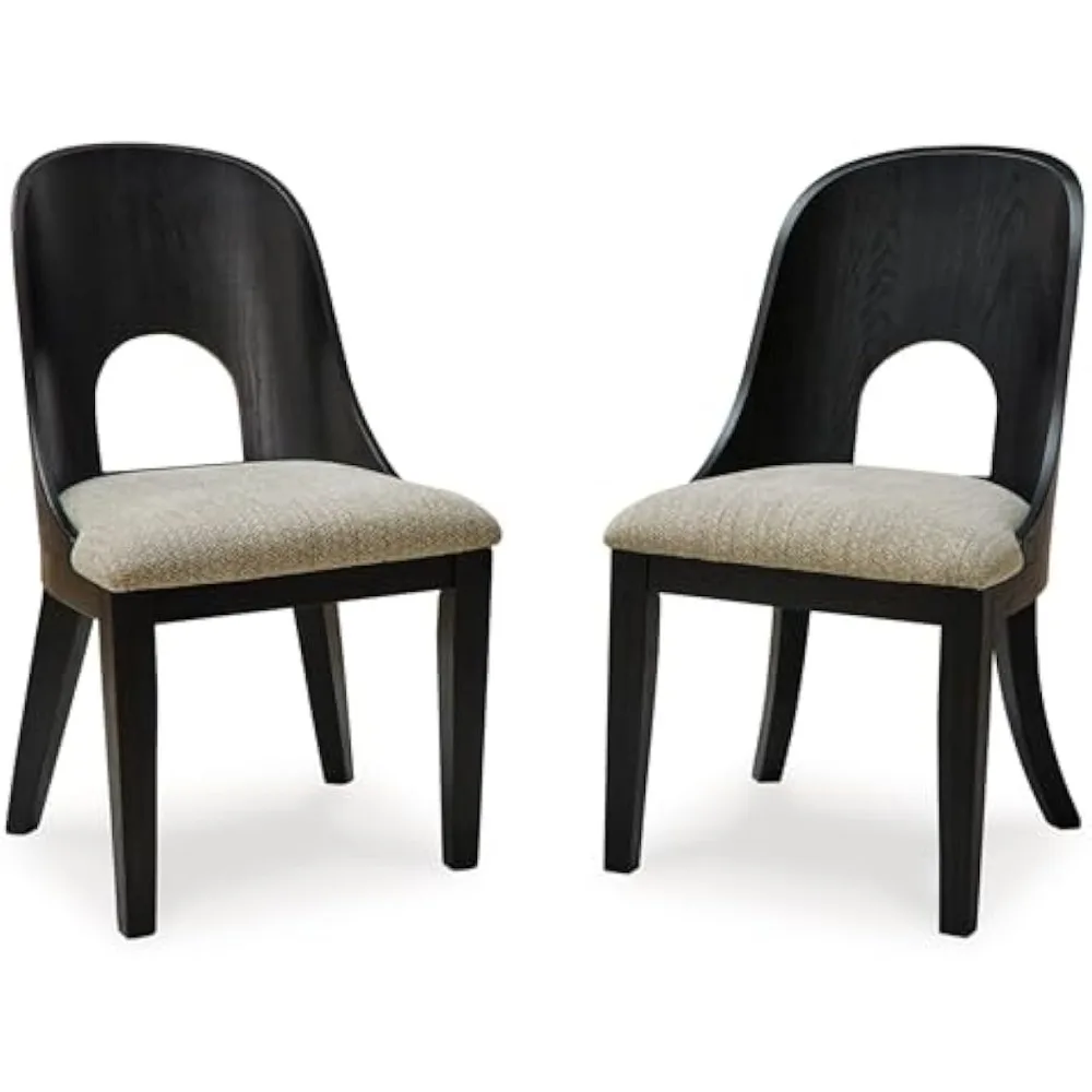 

Rowanbeck Contemporary Armless Herringbone Upholstered Dining Chair, Set Of 2, Black & Light Gray