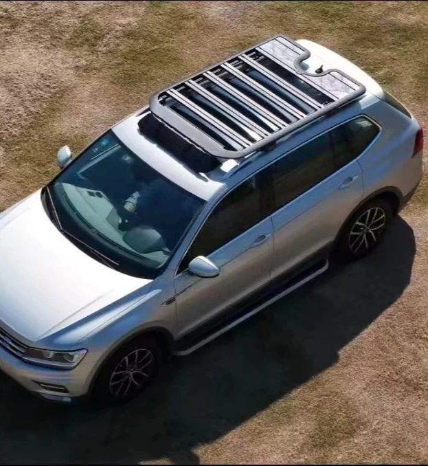 Aluminum Roof Rack Platform for Volkswagen Tiguan L 2002-2025 Cargo Carrier with Anti-Slip Surface for Luggage/Camping Gear