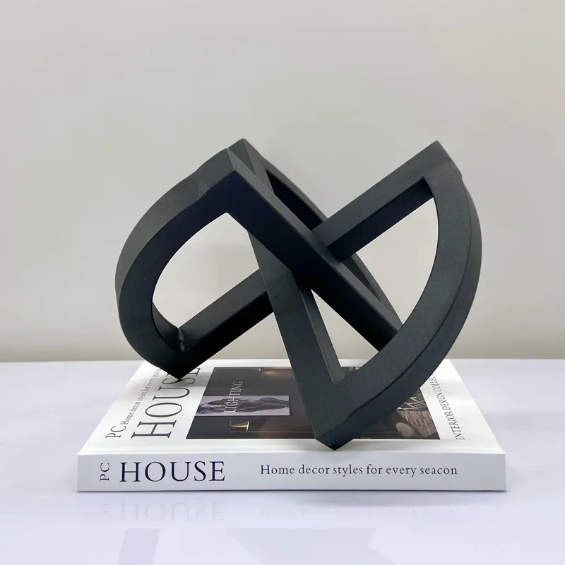 Metal Handicrafts Geometric Hollowed-out Intersections Abstract Black Ornament Cross Line Home Decoration Accessories