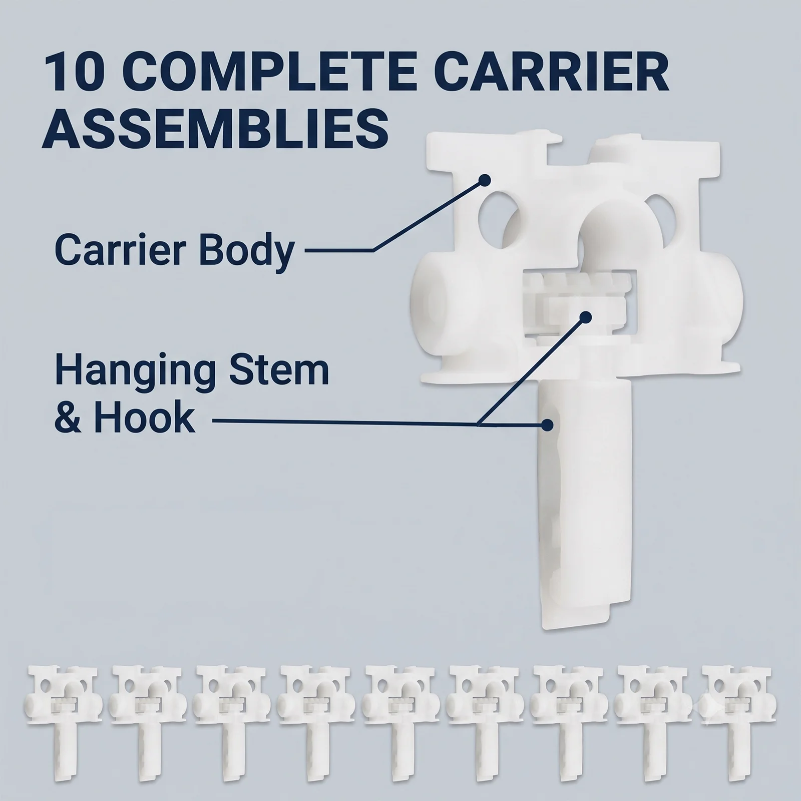 Window Blinds Accessories 10Pcs Vertical Blind Repair Carrier Stem DIY Replacement Fix Broken Carriers Rust Free Plastic