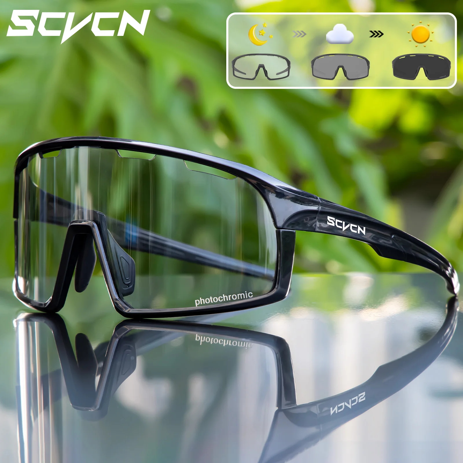 SCVCN fotochromowe okulary rowerowe okulary rowerowe UV400 okulary rowerowe sport MTB rower do jazdy na świeżym powietrzu gogle okulary przeciwsłoneczne okulary