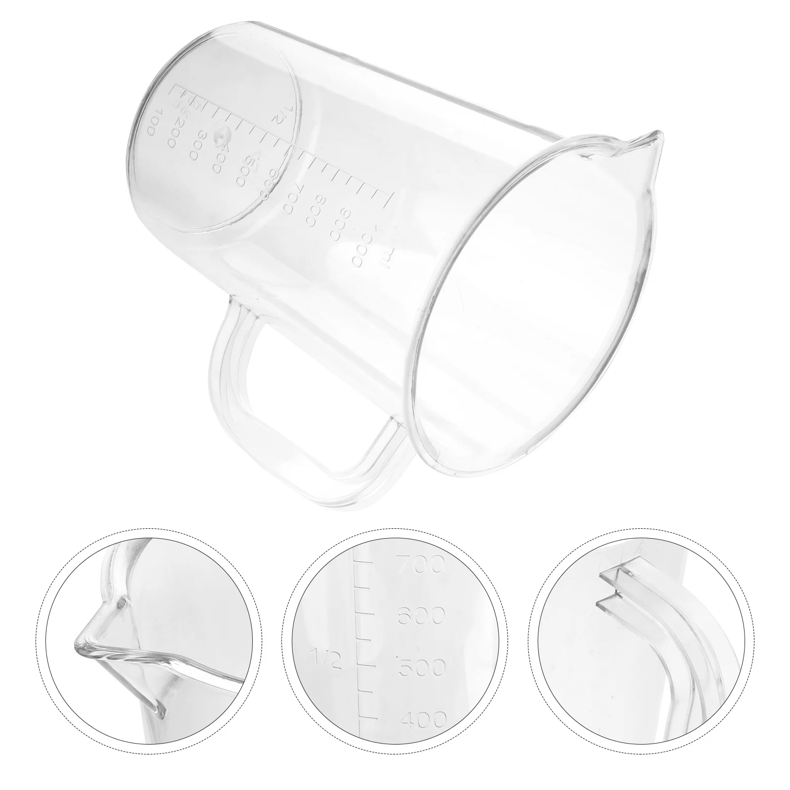 

1pc Graduated Measuring Cup 1000Ml Transparent Kitchen Baking Tool Clear Plastic Cup V-Shaped Spout Handle Design