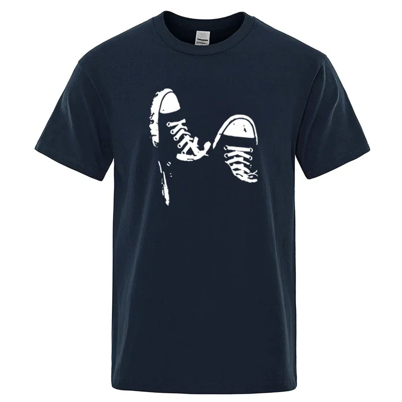 Sommermode für Männer: Hochwertiges Casual Kurzarm-T-Shirt mit Skate-Schuh-Print, Lässiges Cooles Hip-Hop Oberteil für Herren – Detail 5