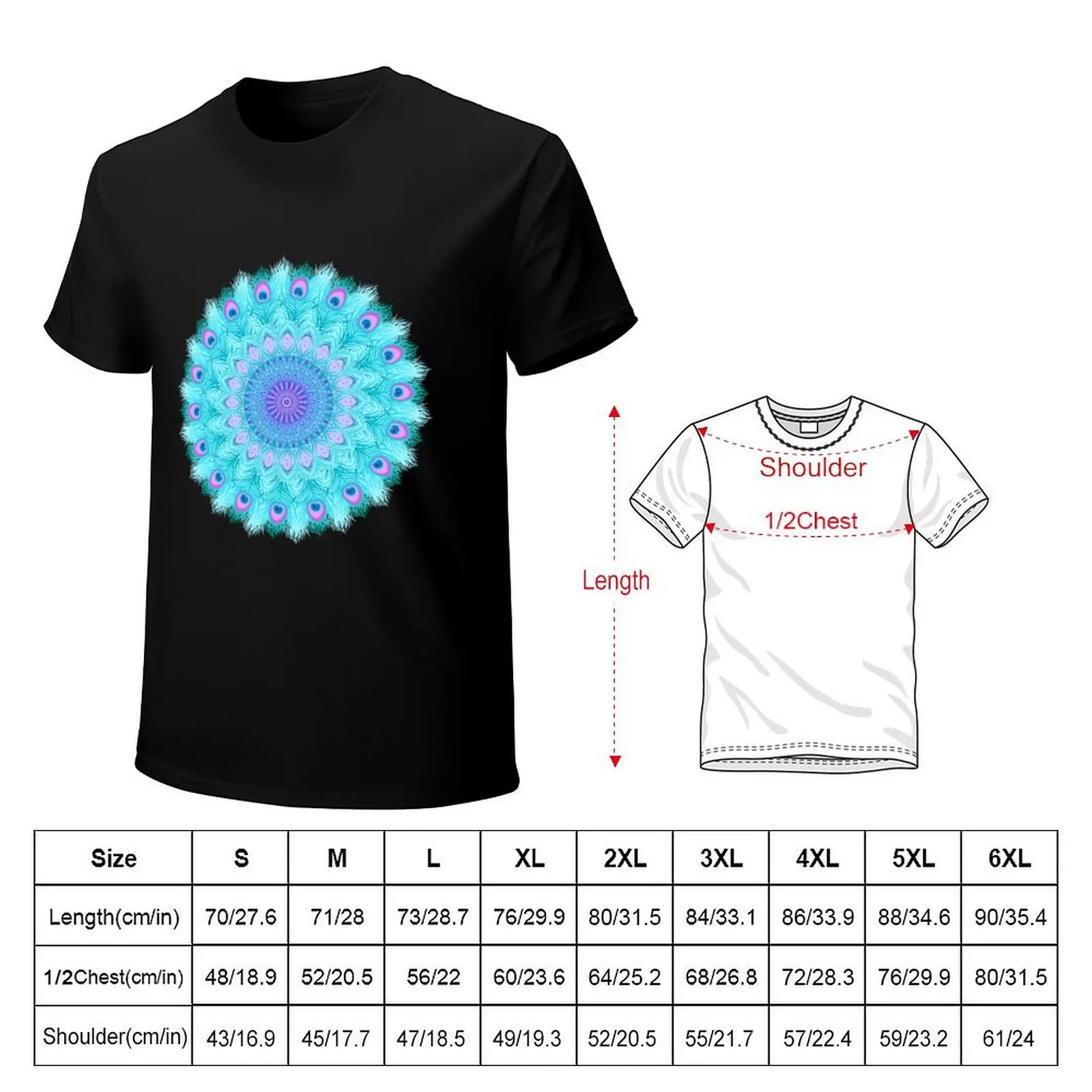 Peacock feathers mandala T-Shirt cheap stuff plain blacks for a boy men tshirt