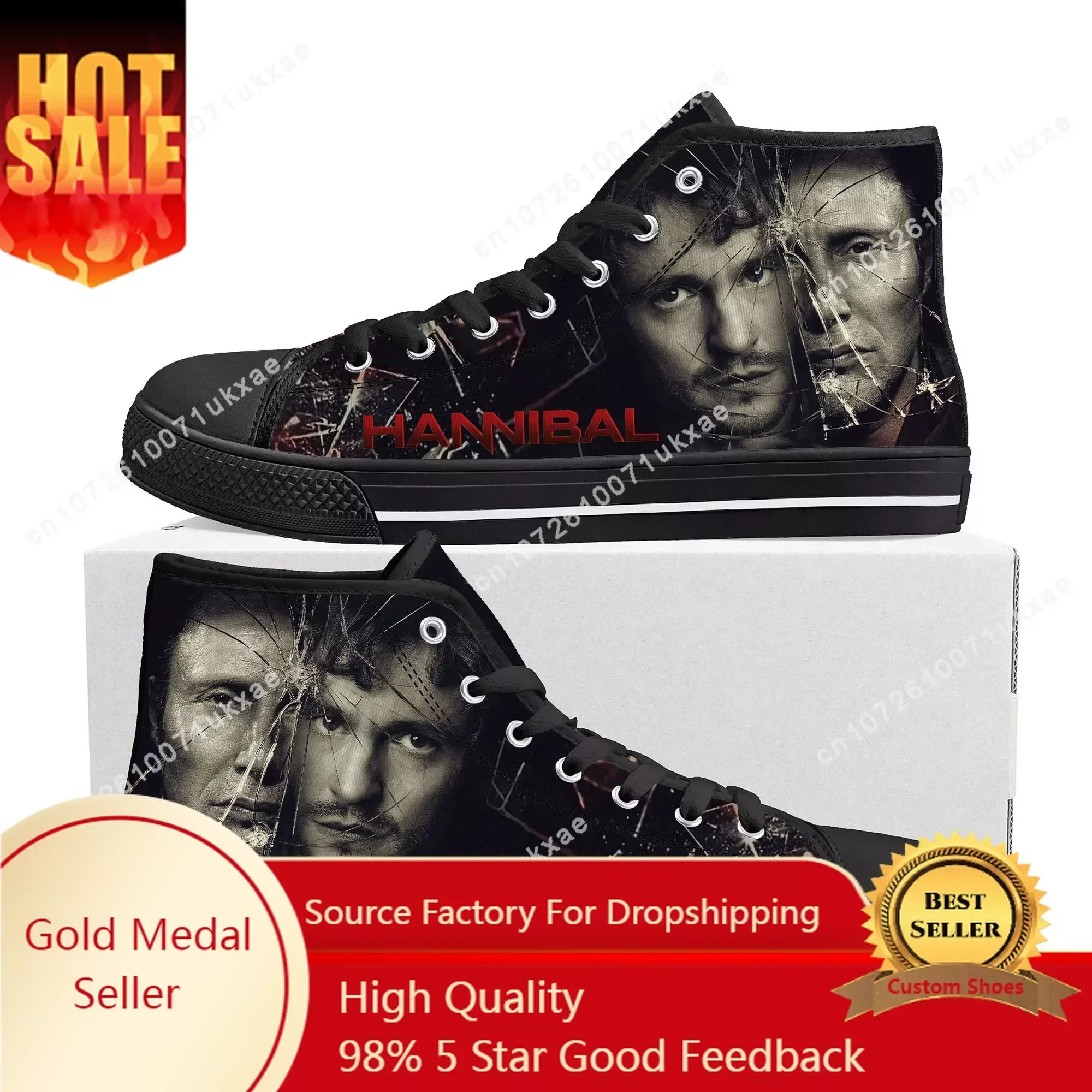 Hannibal High Top Sneakers Mens Womens Teenager High Quality Mads Mikkelsen Canvas Sneaker couple Shoe Casual Custom Made Shoes