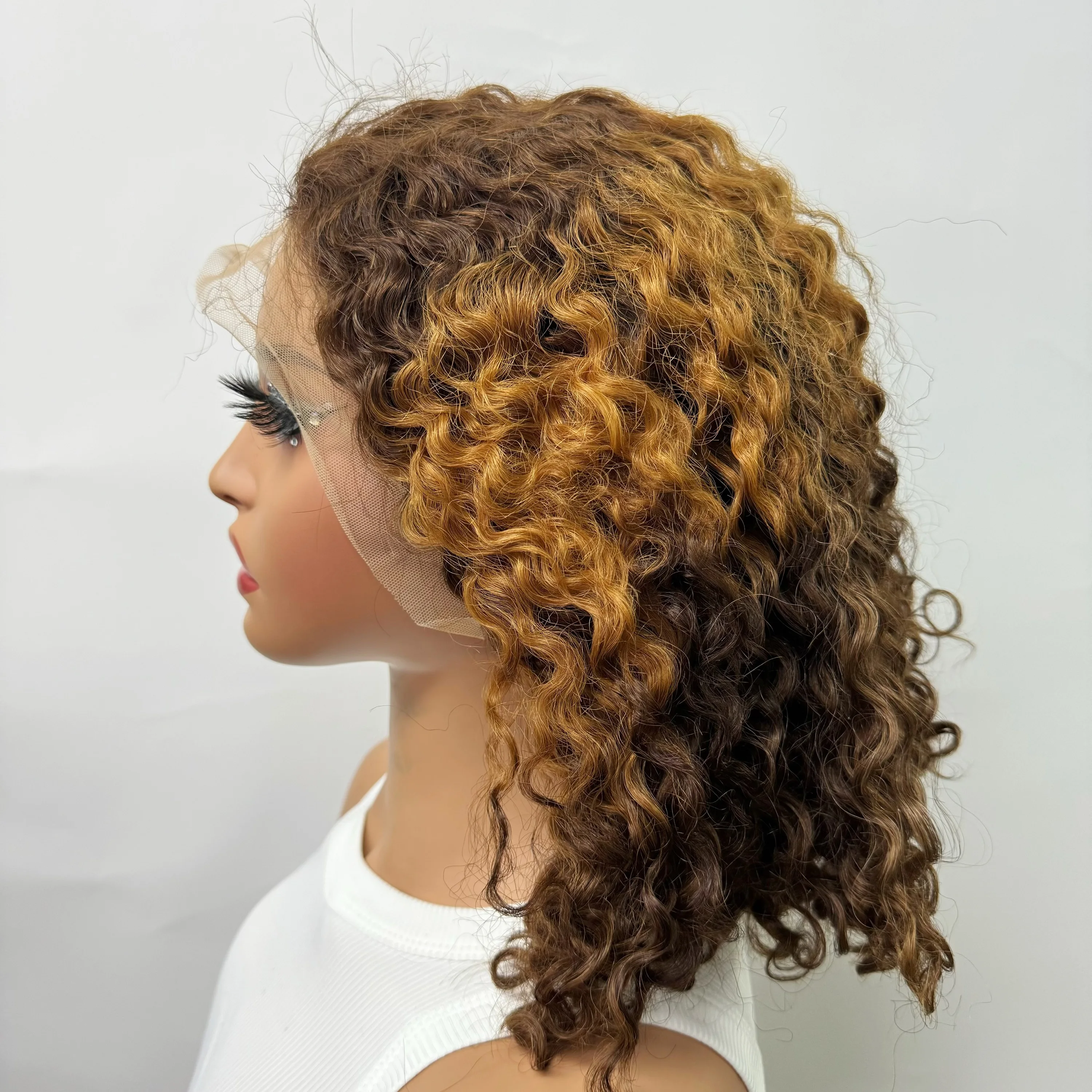 Peruca de cabelo humano brasileira para mulheres negras, cabelo remy colorido, frontal de renda 13x4, 4 27 e 4, densidade de 200%, 10-16 em