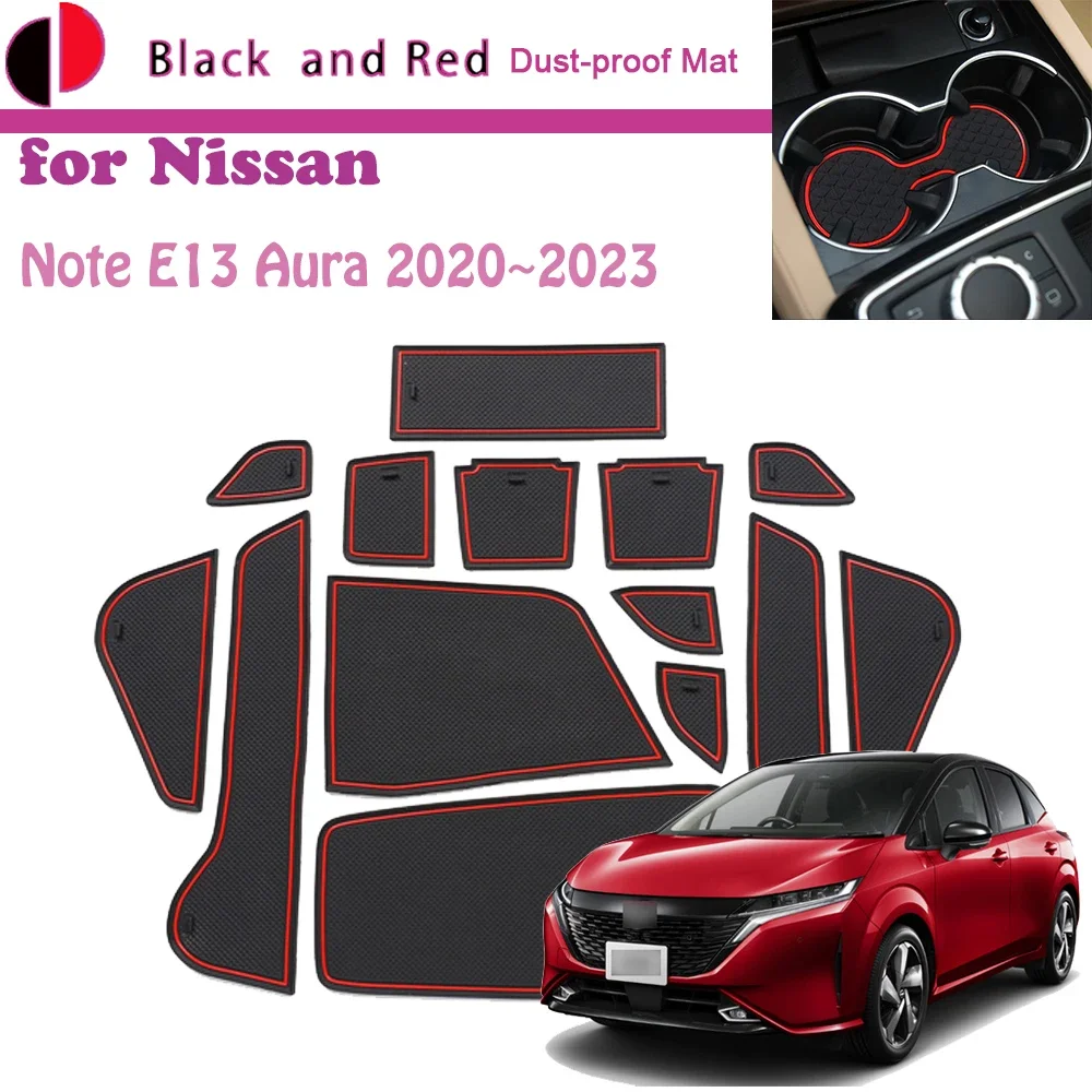 

Rubber Door Groove Mat for Nissan Note E13 Aura e-Power 2020~2023 2021 2022 Gate Storage Slot Coaster Dust-proof Pad Car Sticker