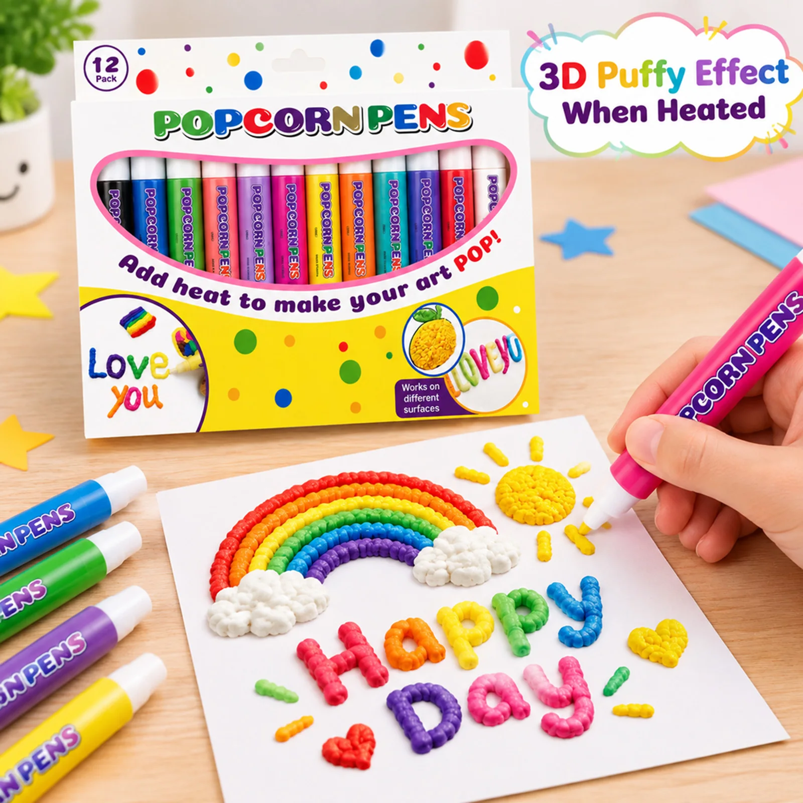 Art And Craft With Paint - 12 Colors Magic Puffy Paint Pens