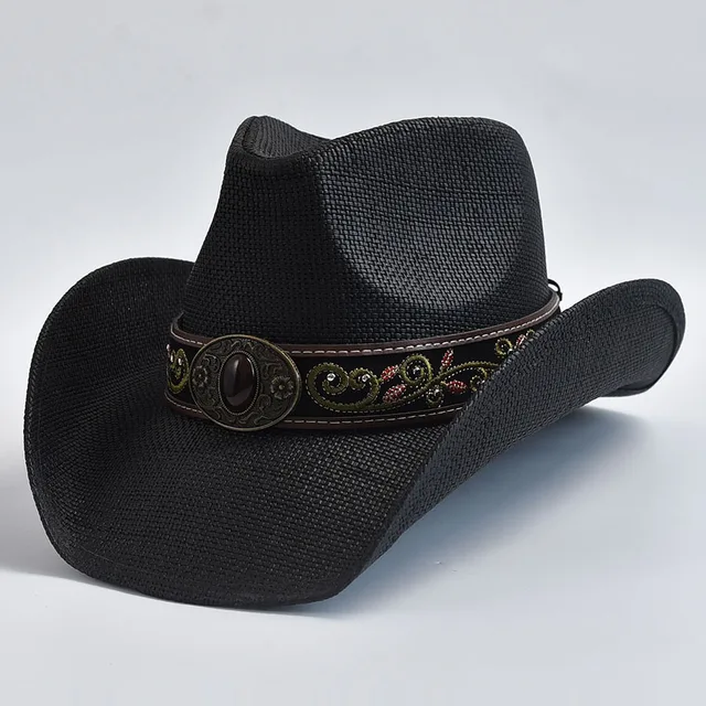 Vintage Curled Edge Cowgirl Jazz Hat Western Style Słomkowe kapelusze dla mężczyzn Kobiety Letni kapelusz przeciwsłoneczny Sombrero Hombre