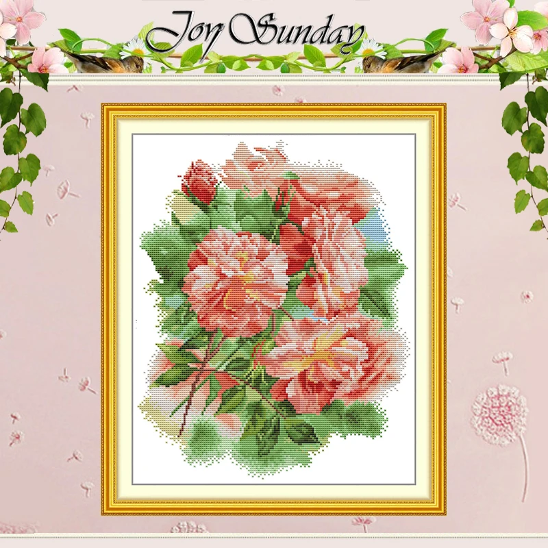 

Набор для вышивания крестиком с узорами распускающихся роз, DIY, 11CT 14CT 16CT, HD, с нанесенным рисунком, DMC, набор для вышивания, рукоделие