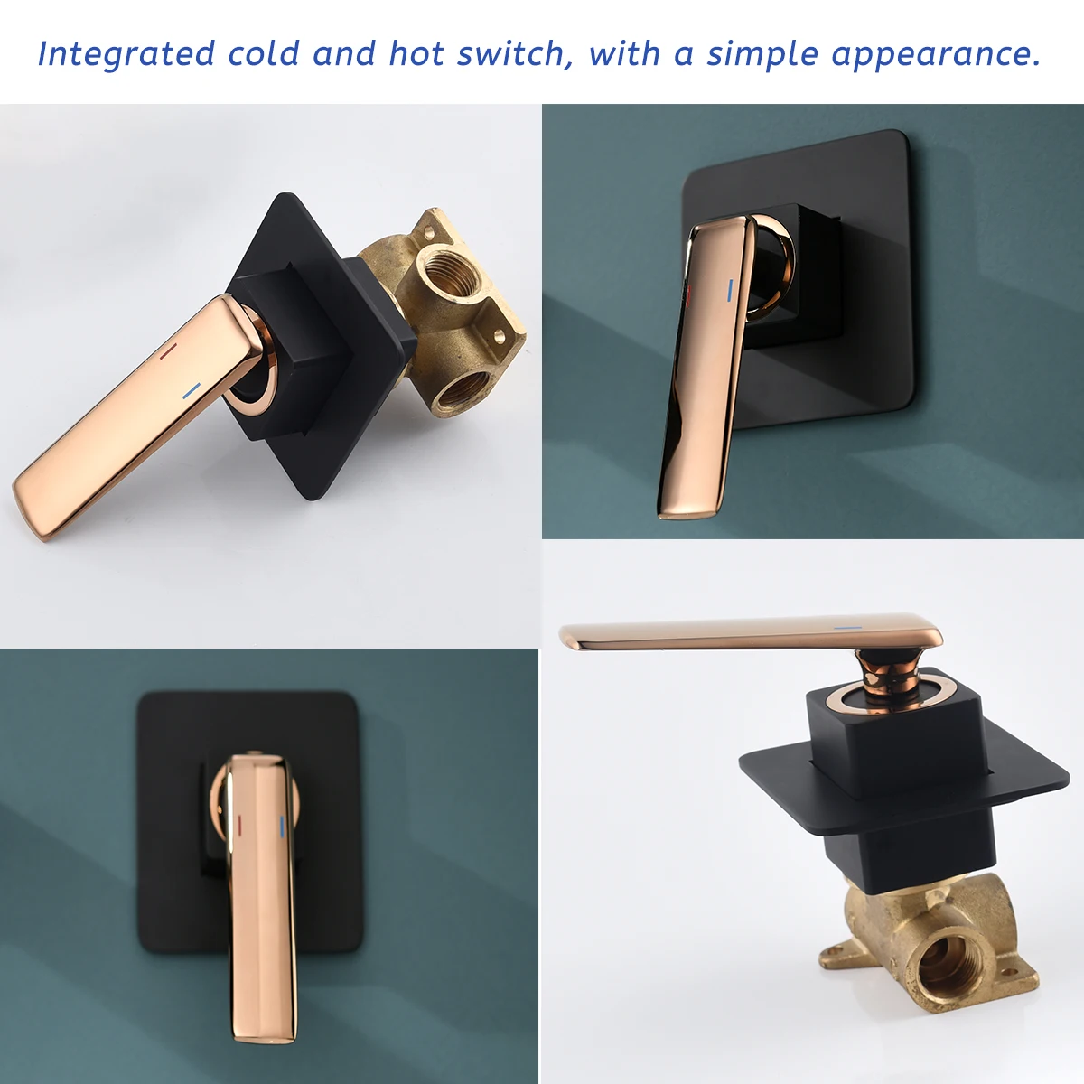 워터 밸브 샤워 믹서 로즈 골드와 블랙.
