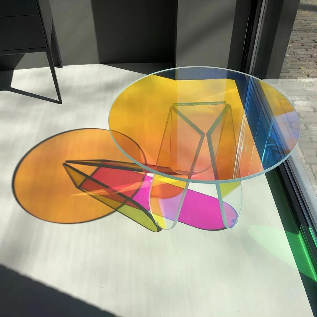 Side table gradual change coffee table table Shimmer tavoli rainbow glass
