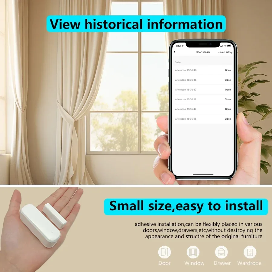 Tuya Wifi Deur Sensor Magnetische Raam Deur Open Dicht Veiligheidsdetector Alarm Smart Life App Ondersteuning Alexa Google Home