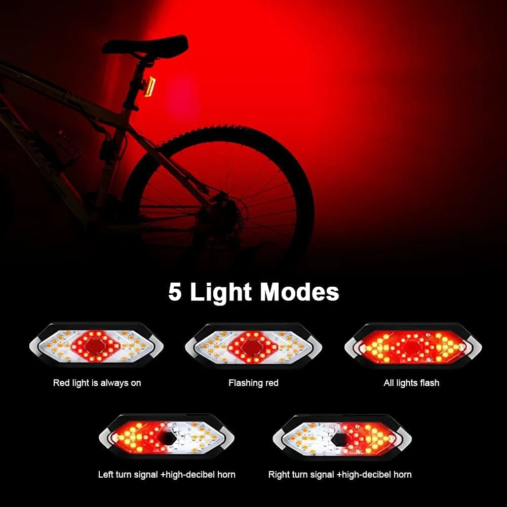 Light with Remote Waterproof Cycling Signal Light Rechargeable Bicycle Taillight 5 Modes Turn Light Night Riding Warning Light