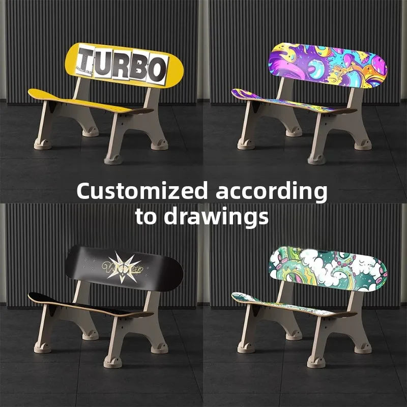 

Creative Skateboard Furniture Trendy Decorative Chair Solid Wood Skateboard DIY Skateboard Mini Chair Can Be Used As Decoration