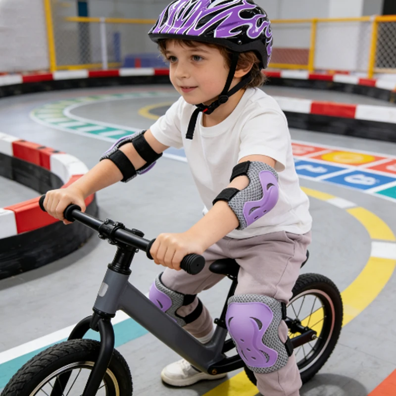 1set   Bike Helmet,Toddler Helmet Knee and Elbow Pads Wrist Guards Adjustable Protective Gear Set for Girls 3-10 Years