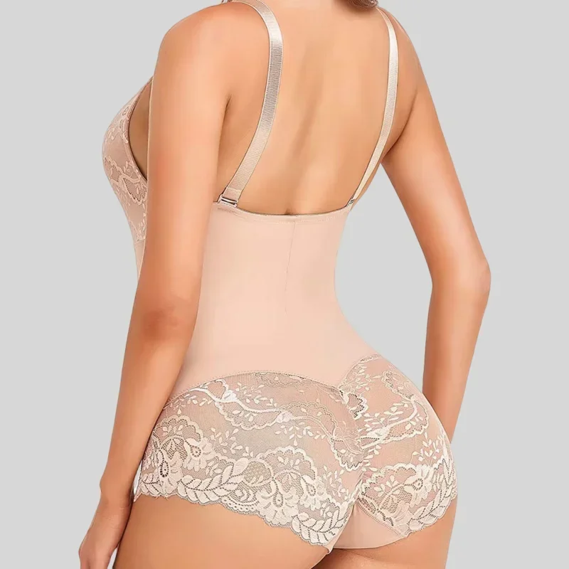 Sexy Lace V Neck Spaghetti Strap Bodysuits Snap Open Crotch Light Control Body Suit Sexy Jumpsuit Daily Wearing Underwear