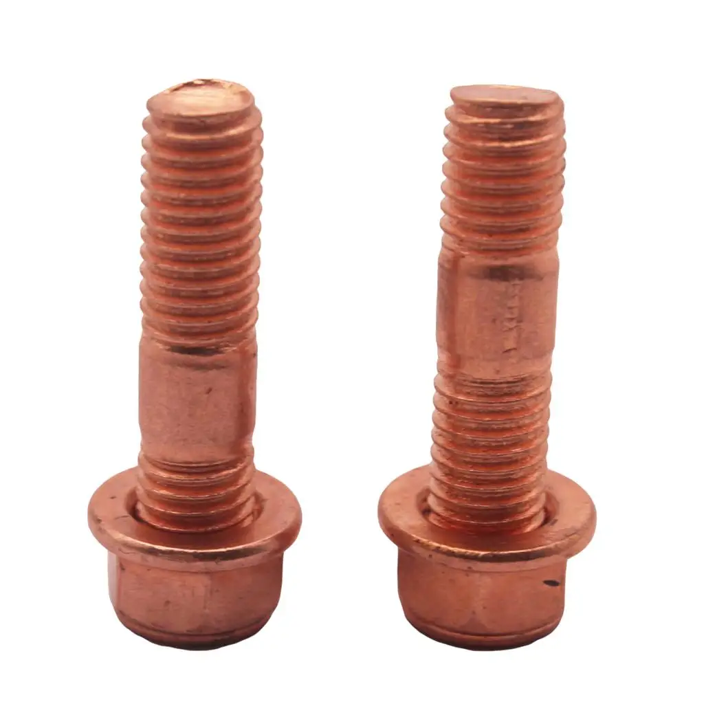 M10 42mm Exhaust Manifold Studs & Self-locking Nuts X 2 With Copper Plating