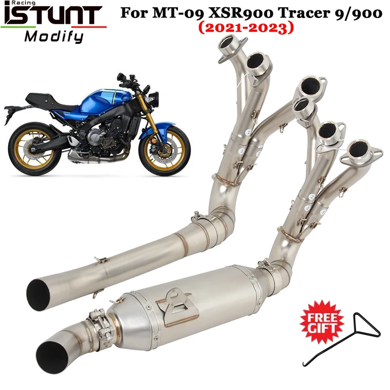 Motorcycle Exhaust Escape Slip On For Yamaha MT09 MT-09 Tracer 9 900 GT XSR900 2020-2023 Modify Front Mid Link Pipe 51mm Muffler