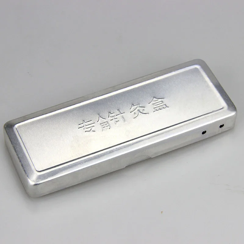 1pcs 13.5* 5*1.5cm special acupuncture moxibustion box aluminum disinfection needle placement box hole tool tray with cover box