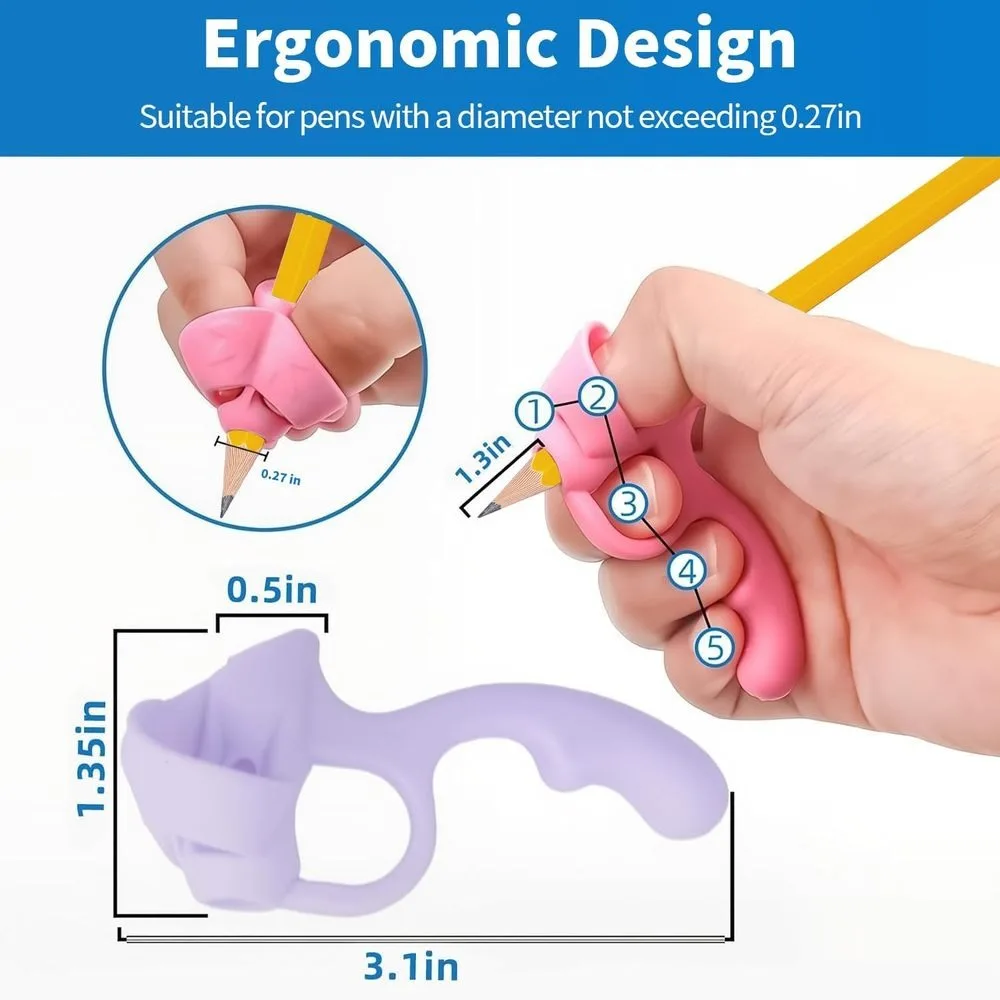 2-Pack Writing Pen Holders, Ergonomic Pen Grip Supports with Soft Pads, Suitable for Adults, Students, Office Workers, Artists, and People with Special Needs as a Writing Posture Correction Tool (Random Color)