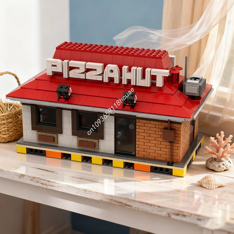 

1052 шт. MOC Pizza Hut, городская модель, строительные блоки, архитектура, сборка, сделай сам, образовательная игрушка, кирпич, Рождественский подарок, детский день рождения