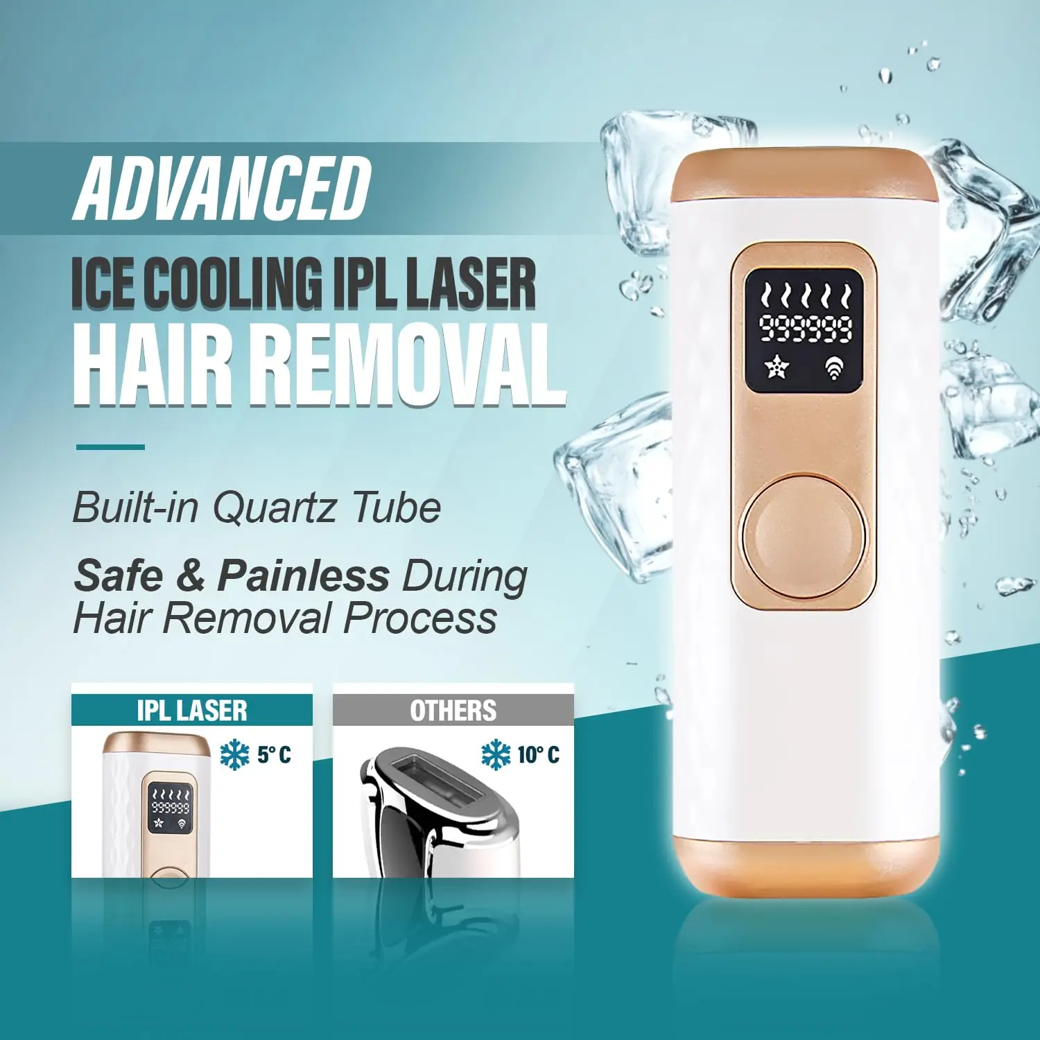 

Professional IPL Photon Skin Rejuvenation Device Painless Hair Removal for Body 999999 Flashe 5-Level Painless Pulse Cryotherapy